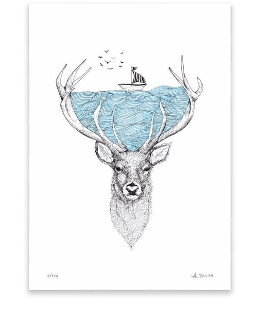 "Deer Water" art print