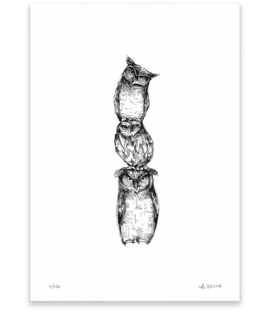 "Owls totem" art print