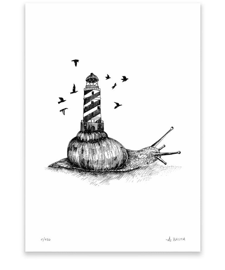 "Snail Lighthouse" art print