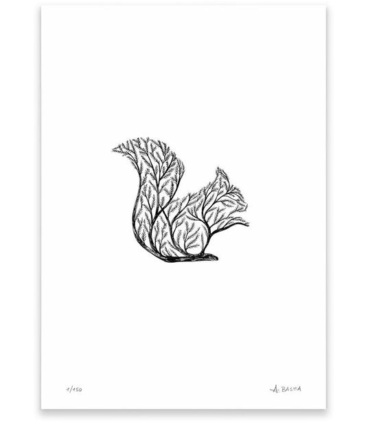"Squirrel tree" art print