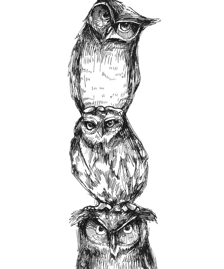 "Owls totem" art print
